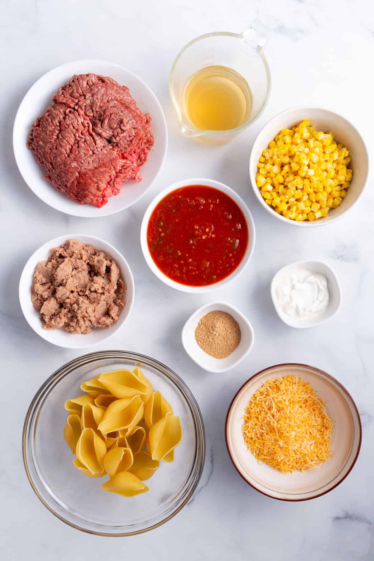 ingredients to make taco stuffed shells