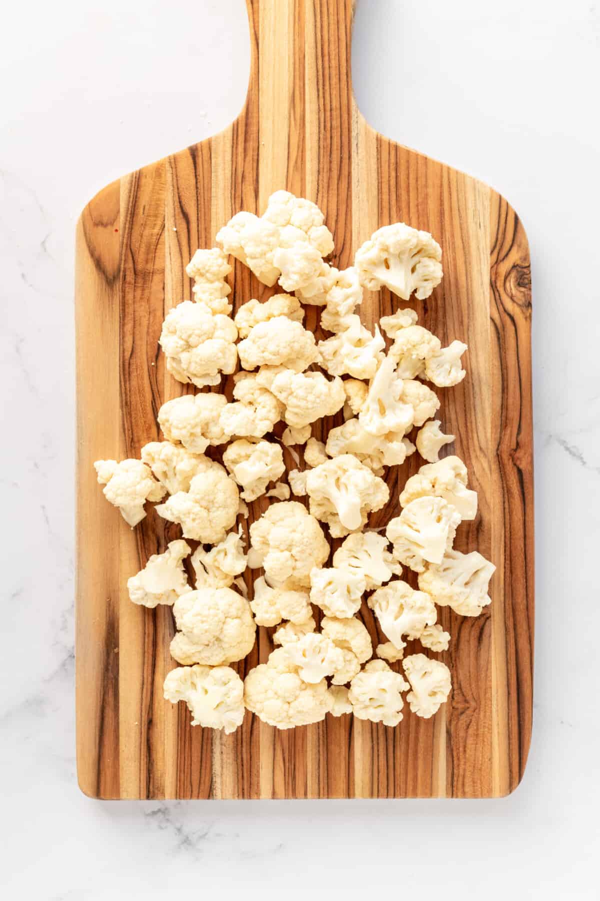 step 1 to make air fried buffalo cauliflower.