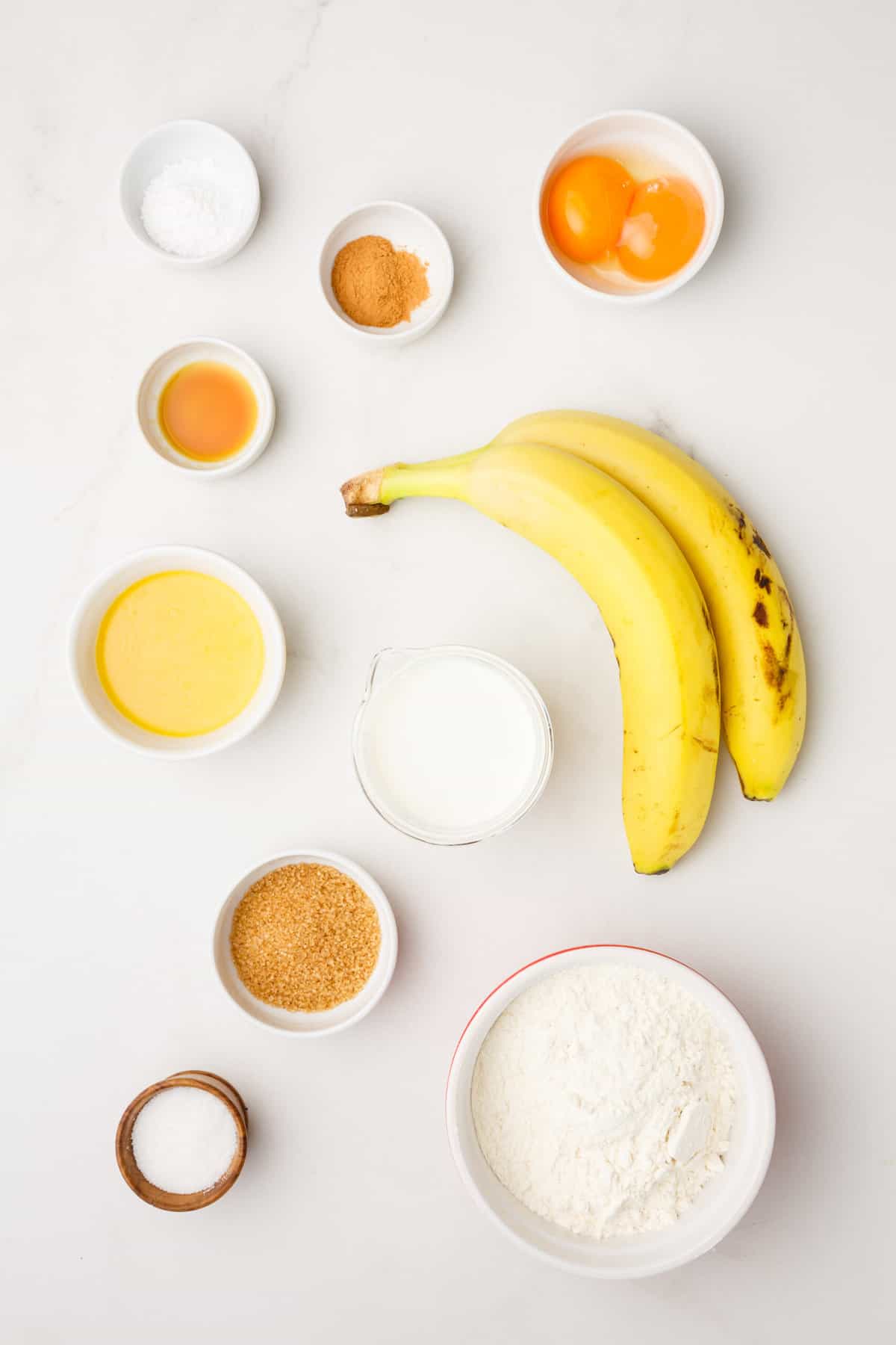 ingredients to make banana waffles.