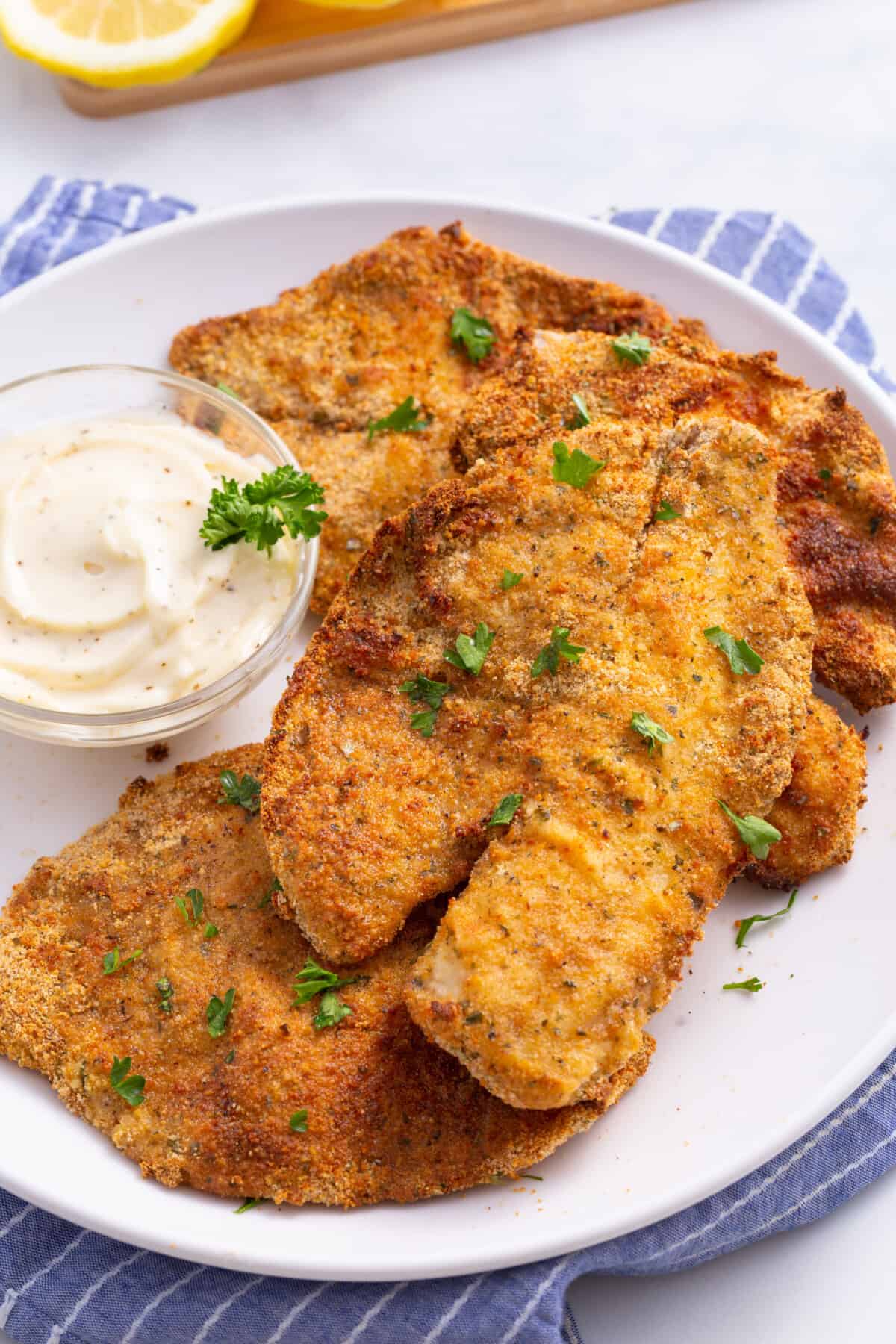 A plate of air fryer tilapia.