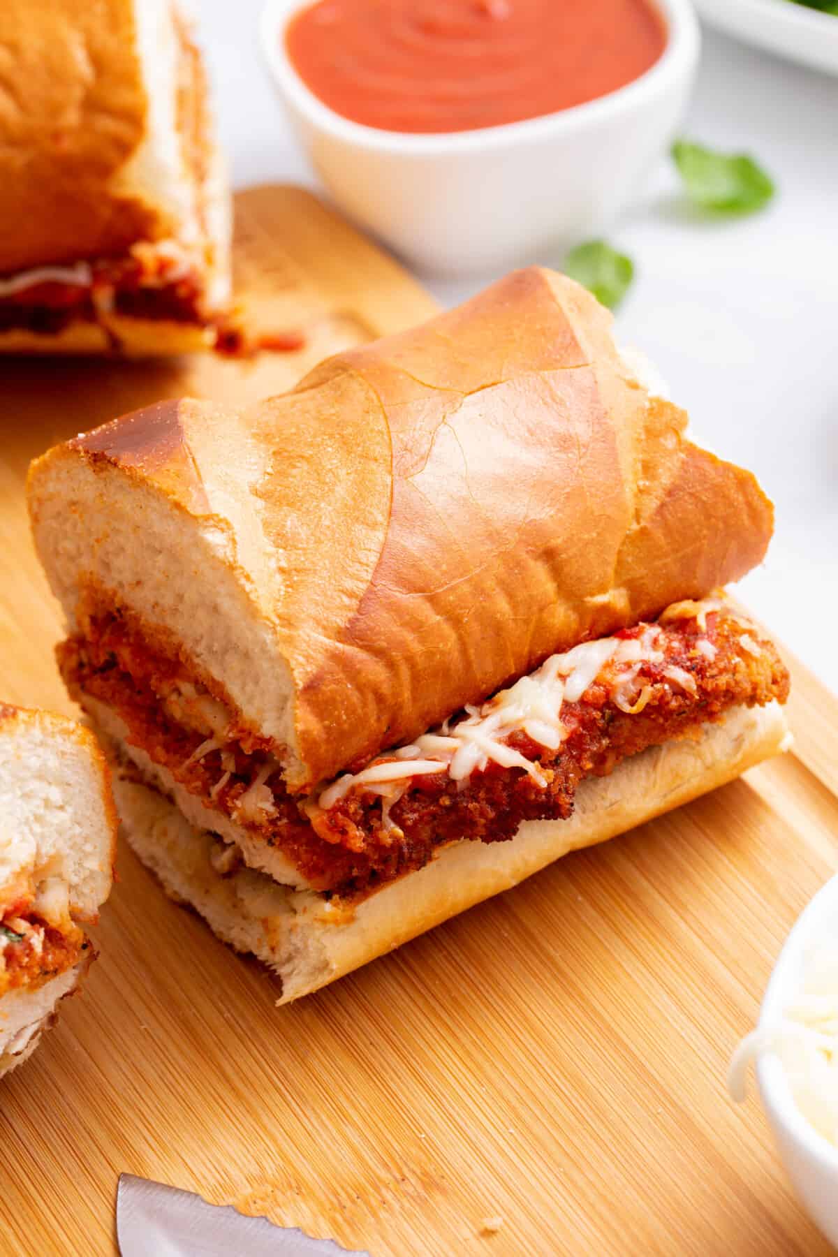 Chicken parmesan sandwiches.