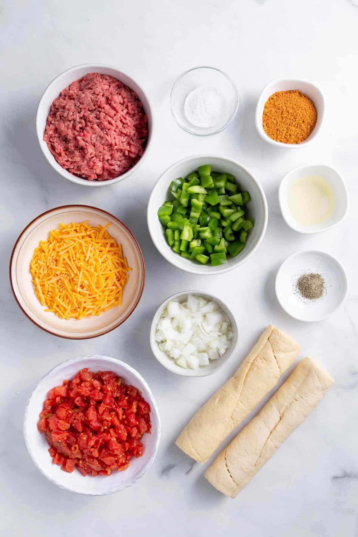 ingredients to make crescent roll taco bake