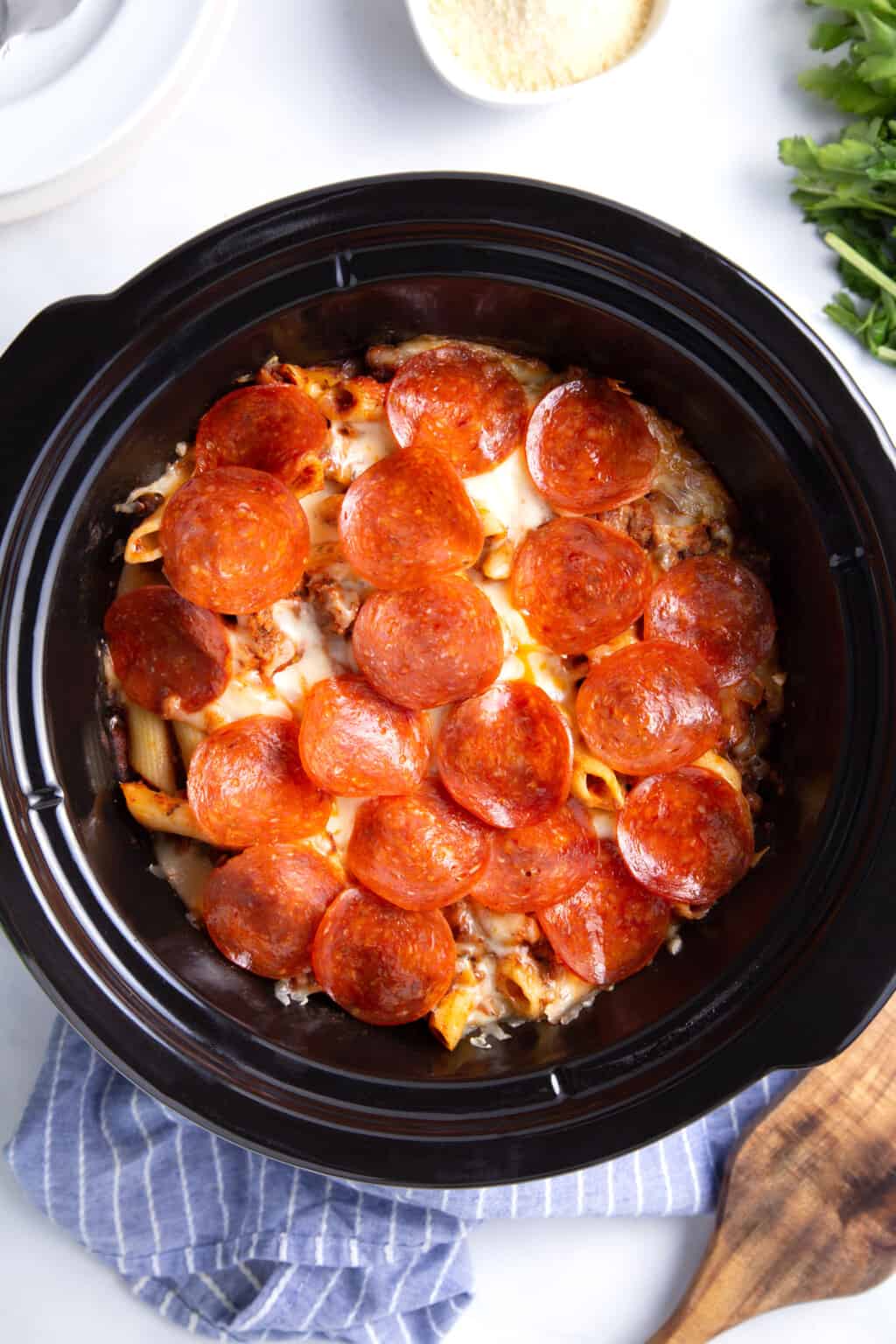 Cheesy Crockpot Pizza Casserole Recipe All Things Mamma