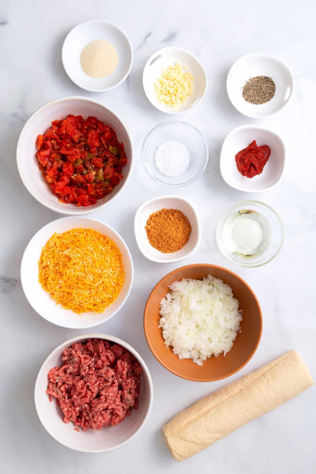 ingredients to make taco pinwheels