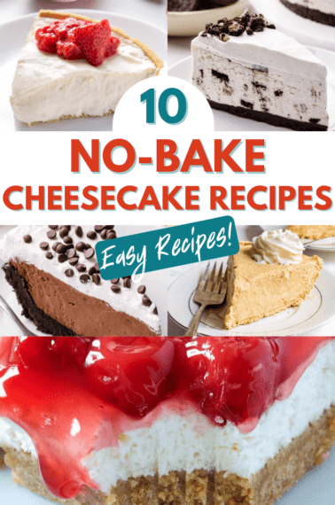 10 No Bake Cheesecake Recipes collage.