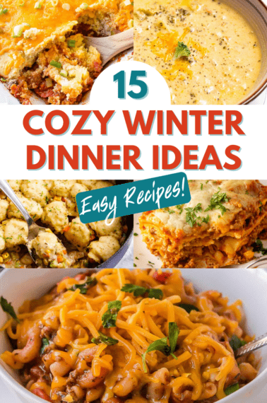 15 cozy winter dinner ideas collage.