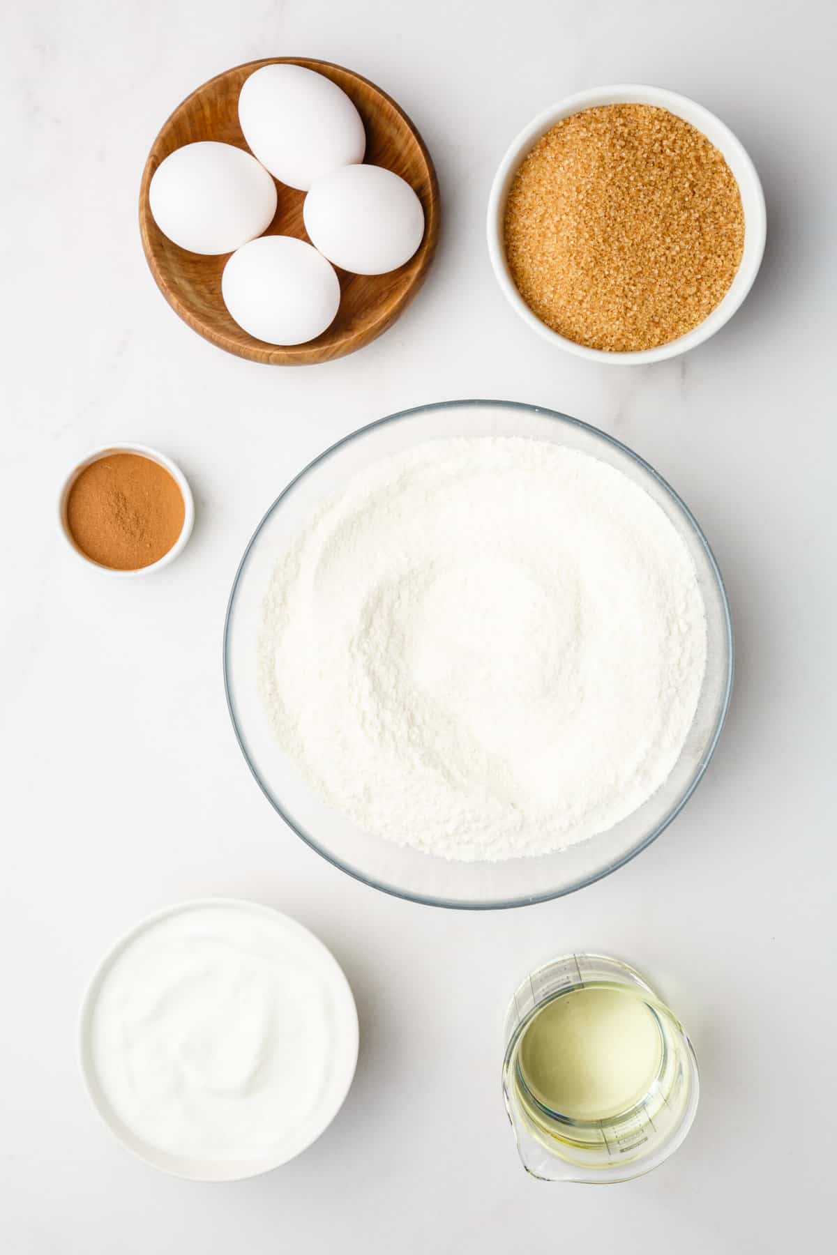 ingredients to make honey bun cake batter