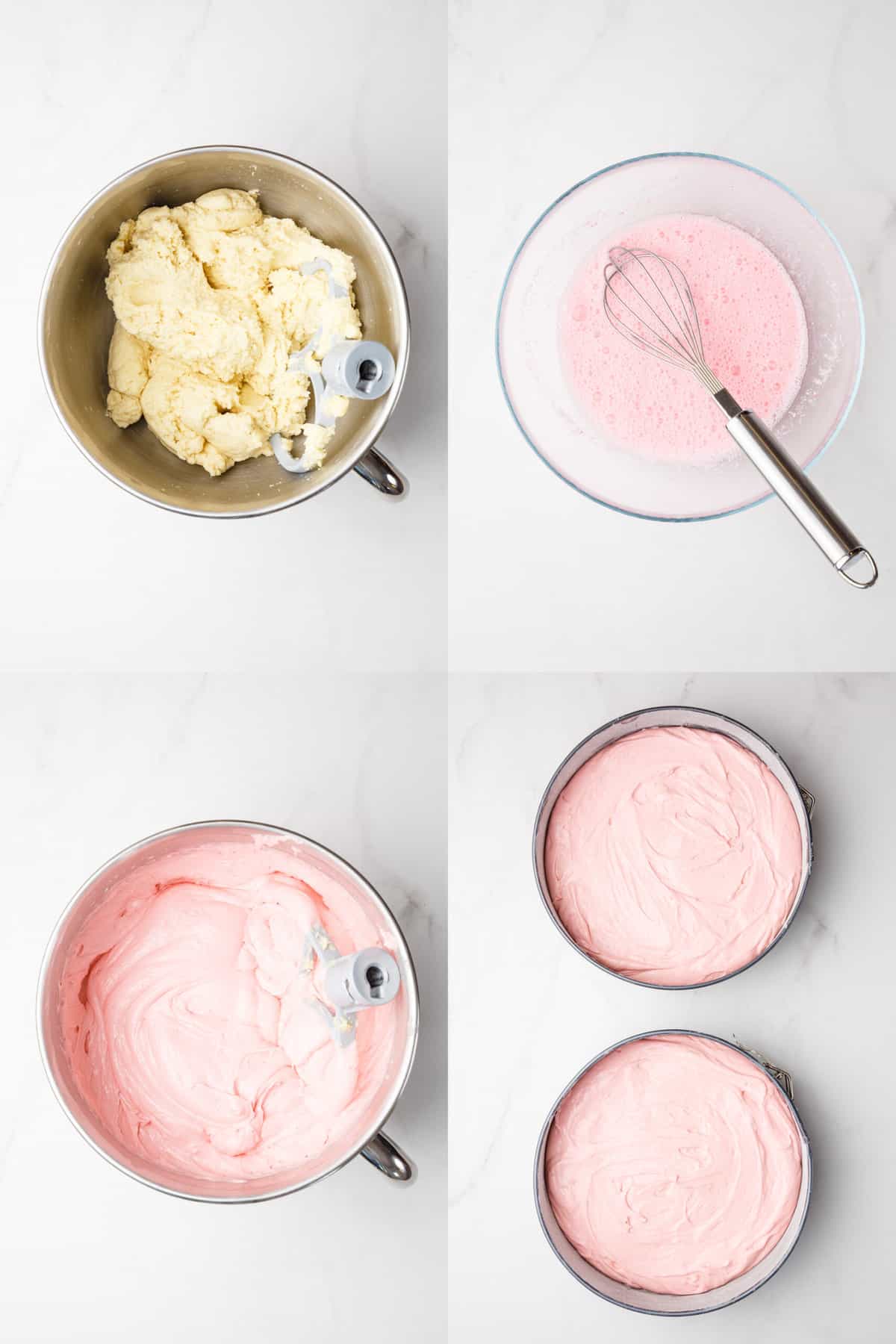 steps on how to make pink velvet cake batter