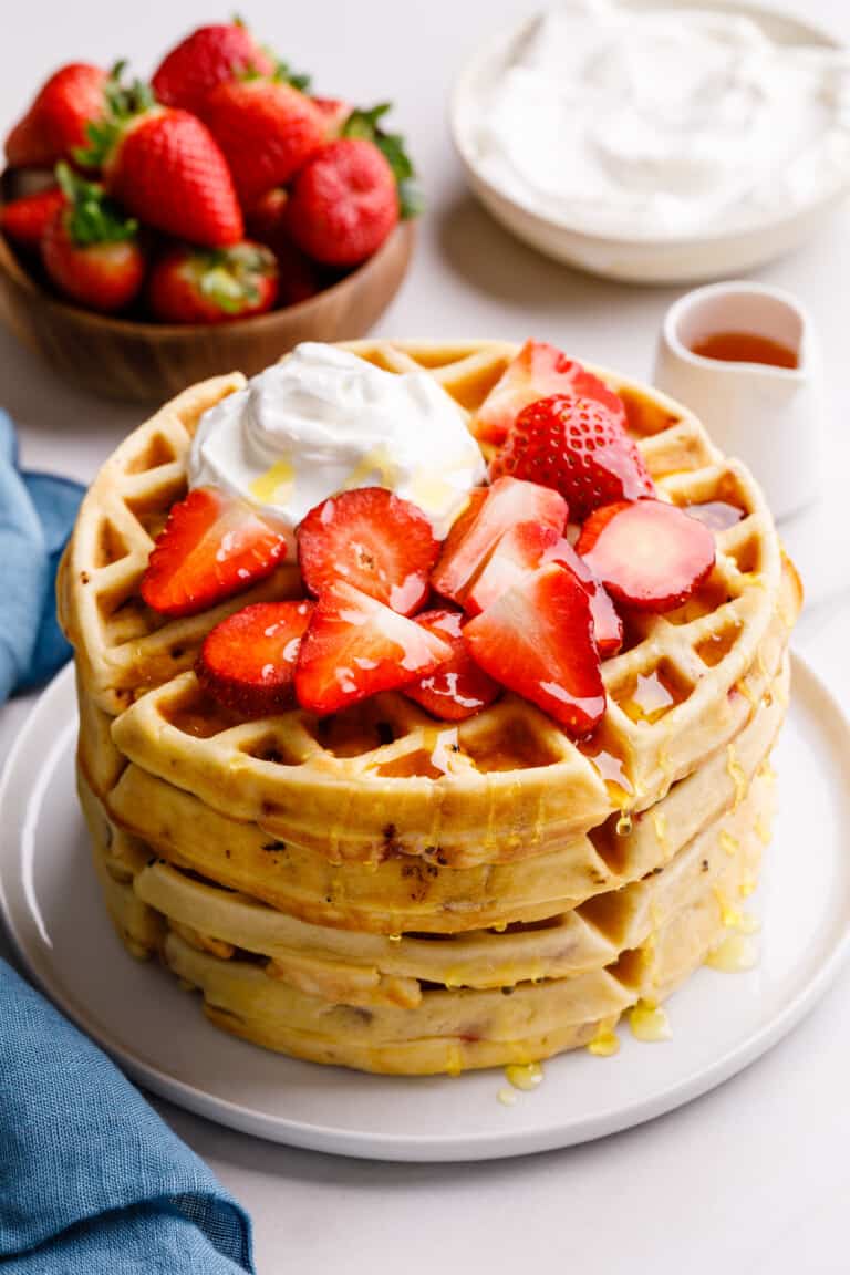 Fluffy Strawberry Waffles Recipe All Things Mamma