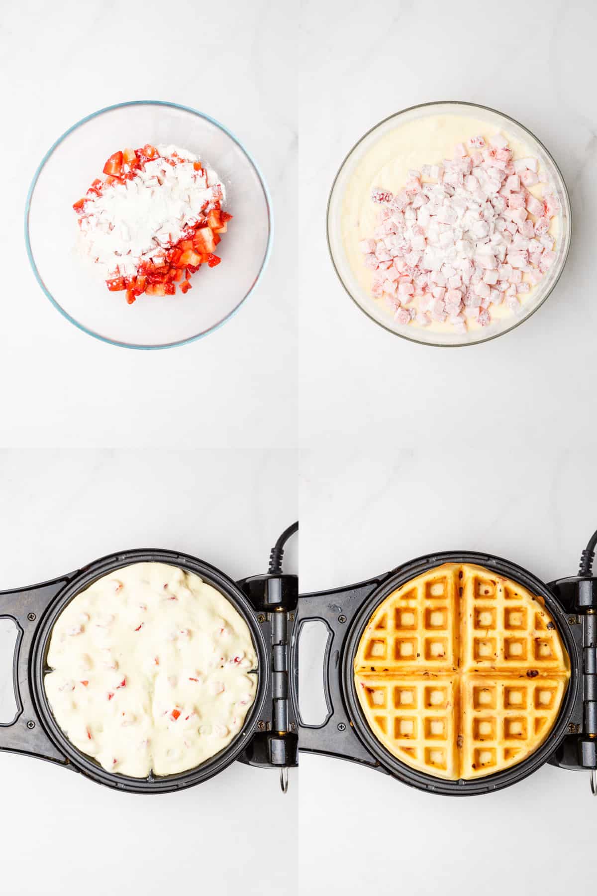 steps to make strawberry waffles