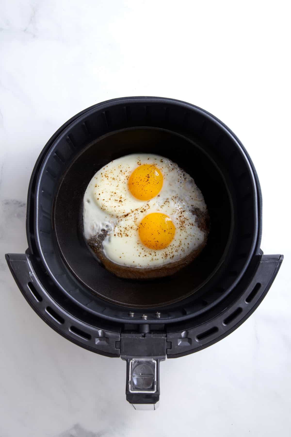 step 2 to make air fryer eggs, fried version