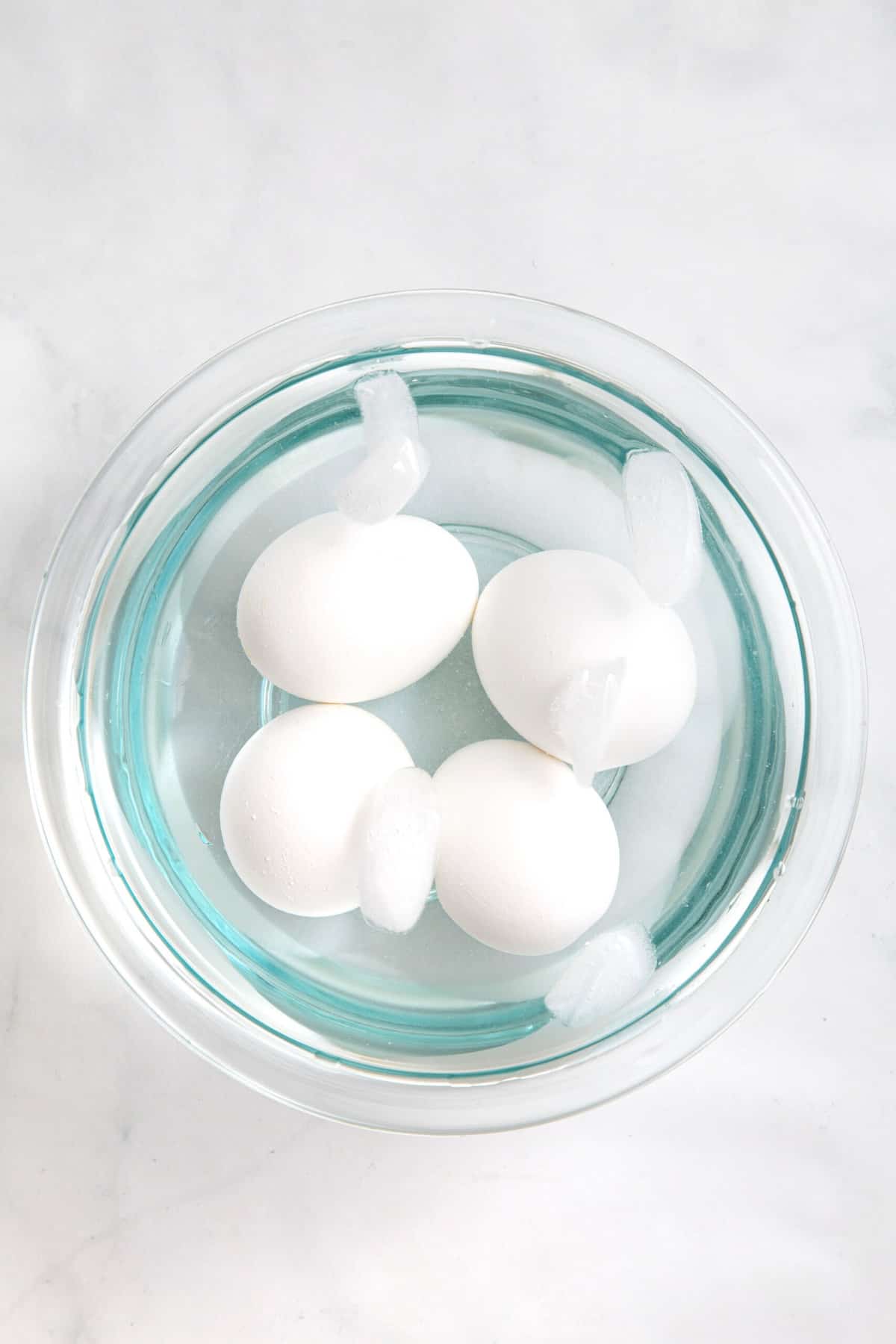 step 2 to make air fryer eggs, put eggs in an ice bath