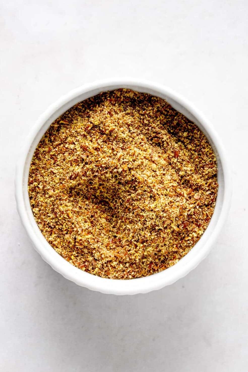 bowl of ground flax seeds