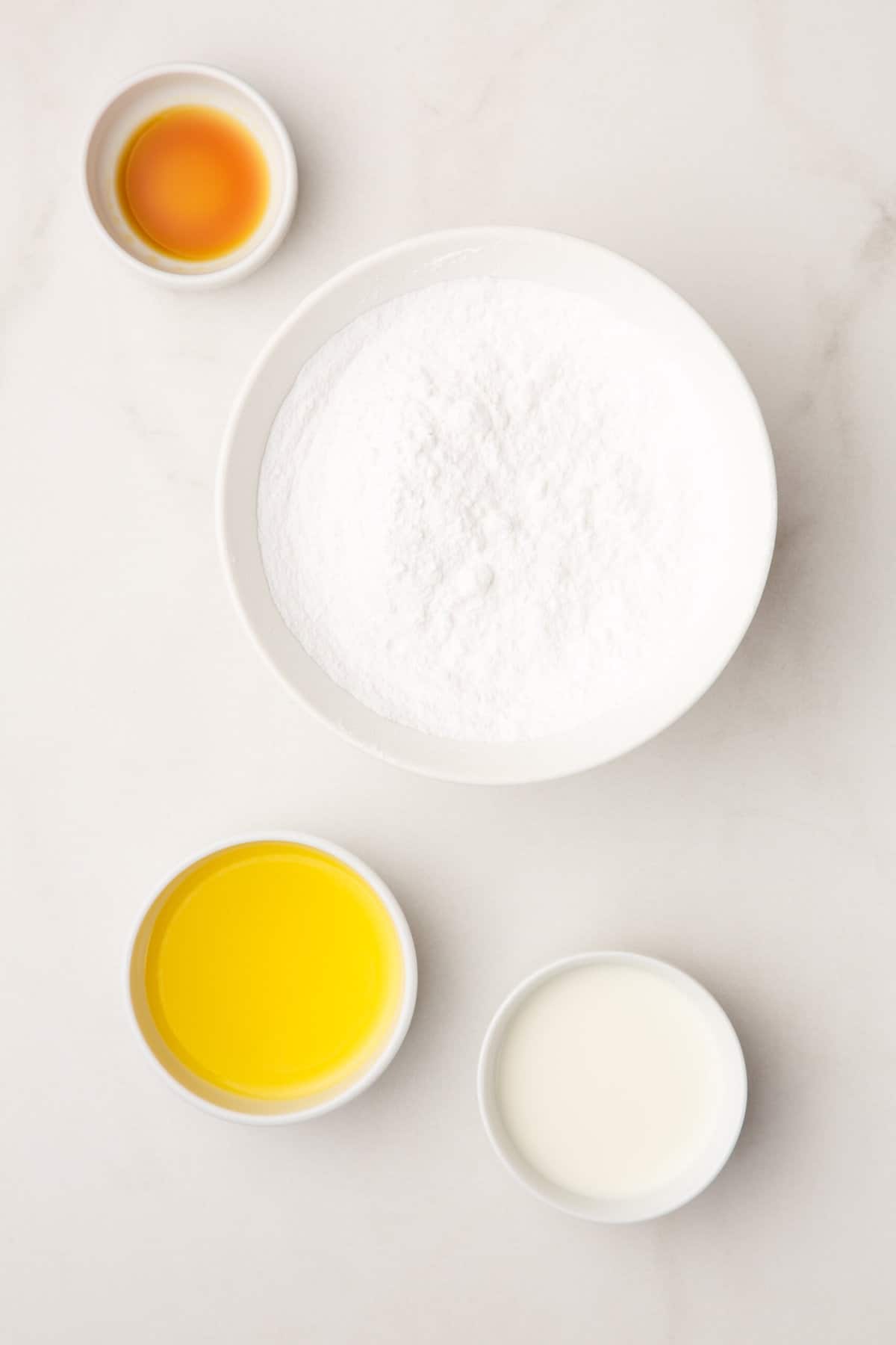 ingredients to make vanilla glaze