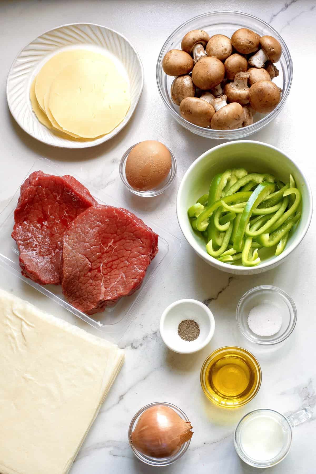ingredients to make philly cheesesteak egg rolls