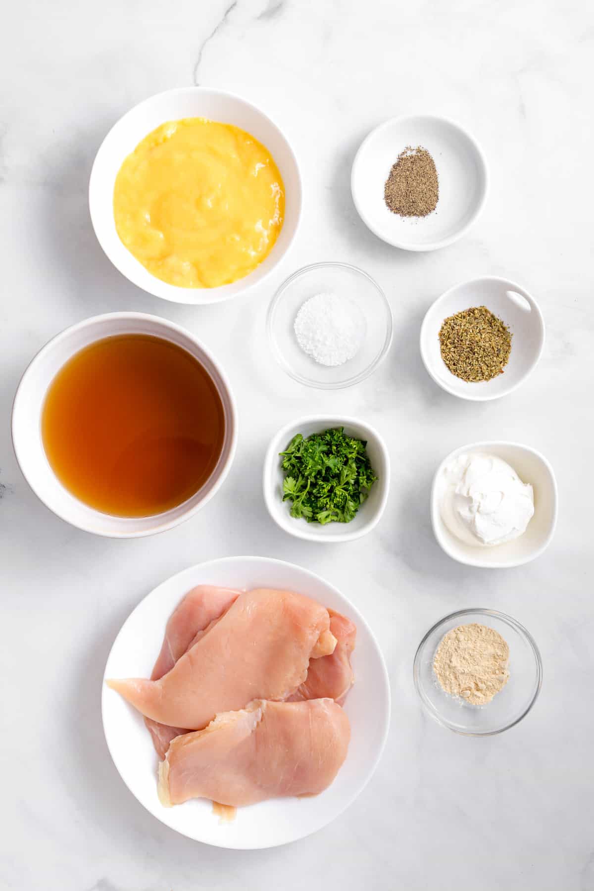 ingredients to make creamy crockpot chicken