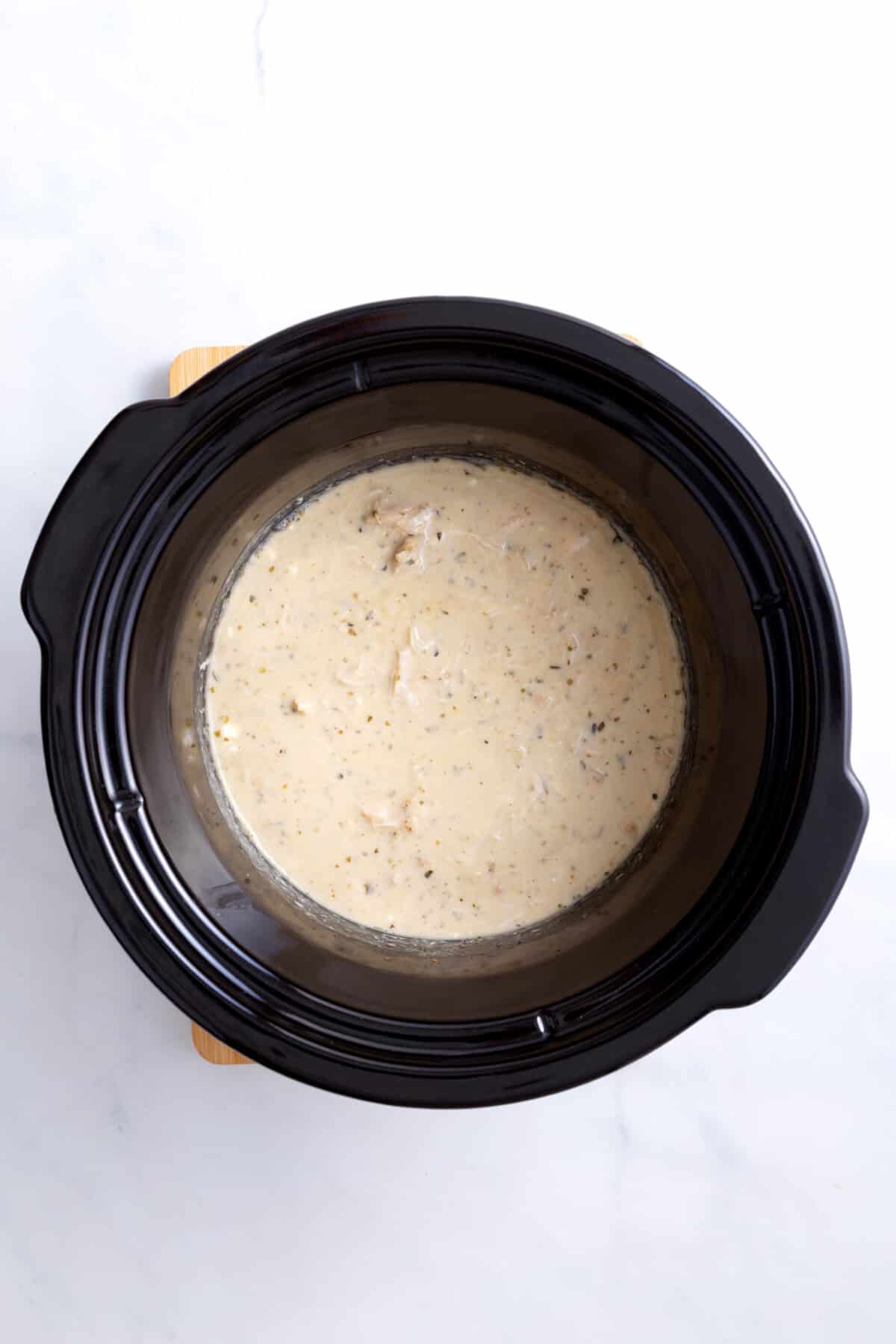 creamy chicken in a crockpot.