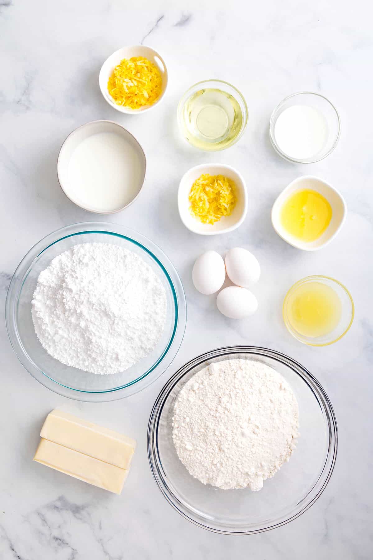 ingredients to make lemon cupcakes