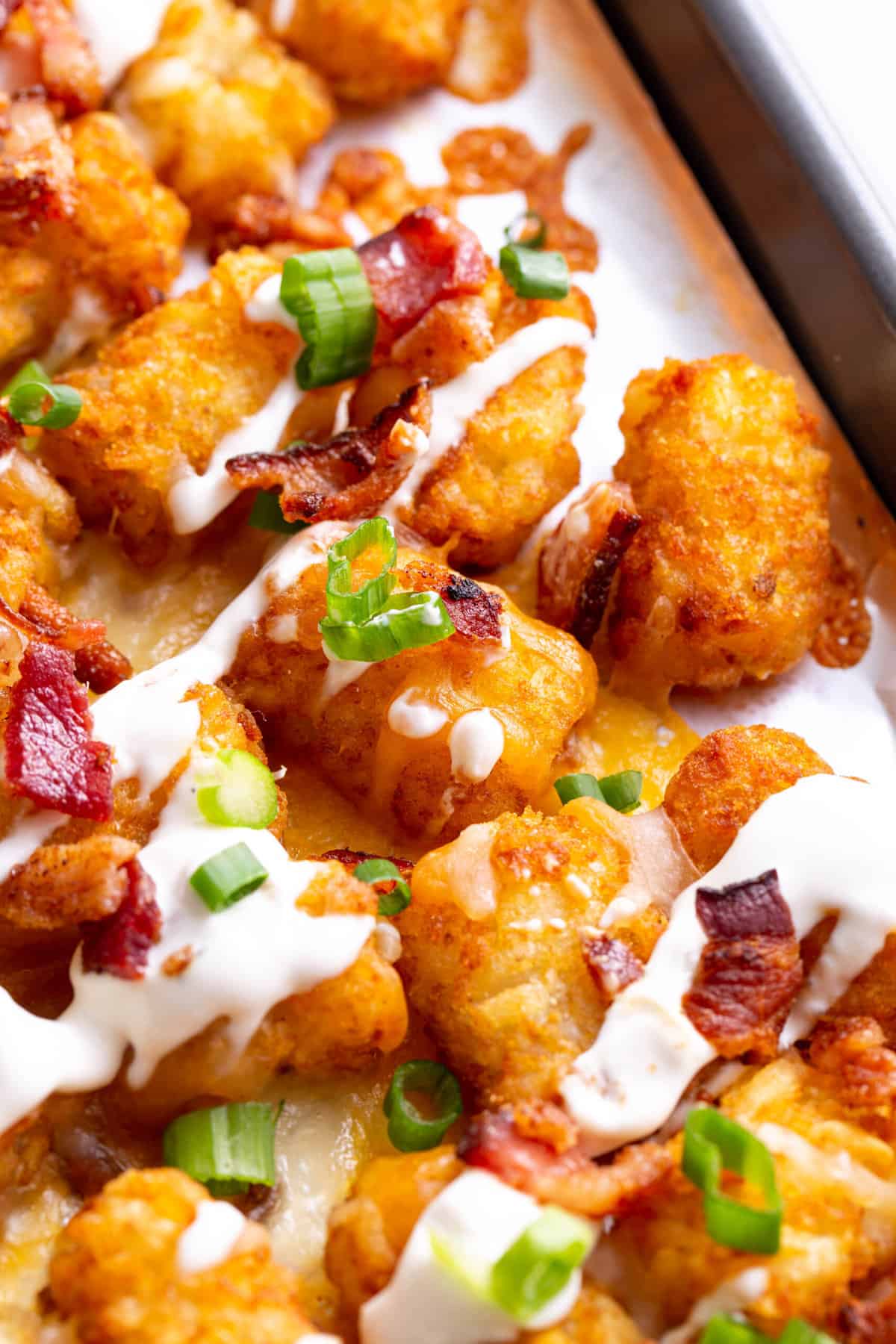 close up image of loaded tater tots