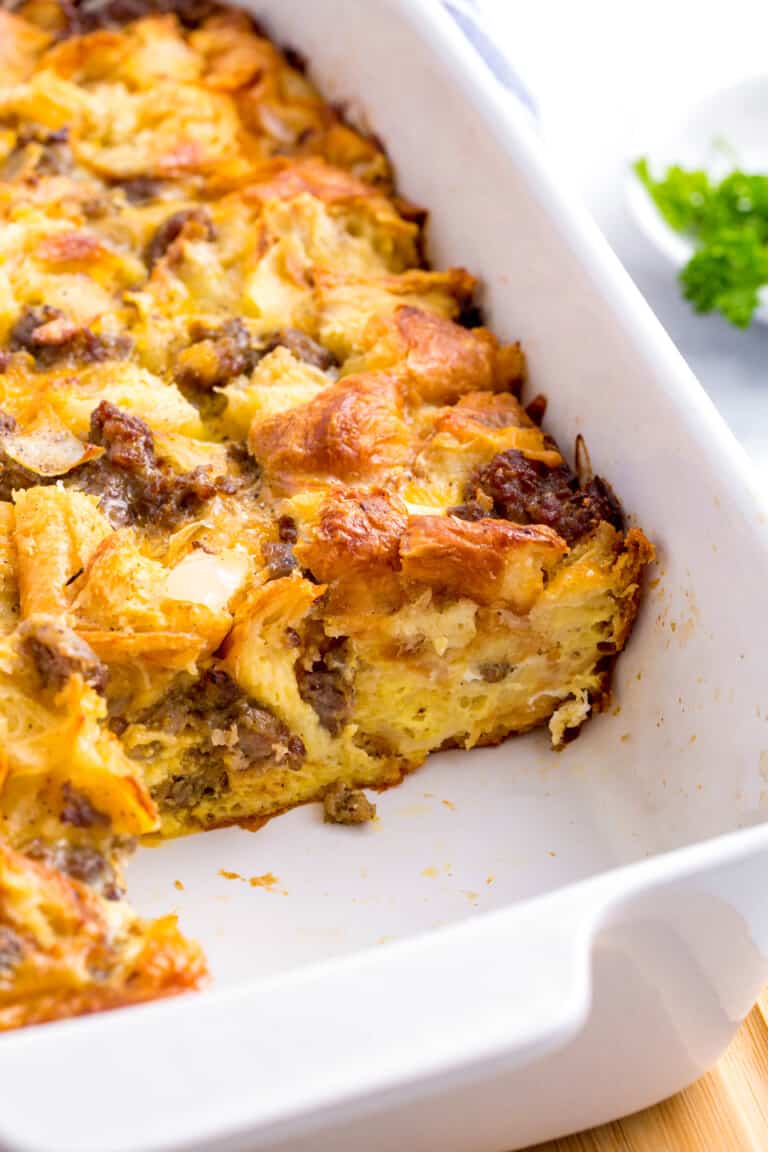 Sausage Croissant Breakfast Casserole - All Things Mamma