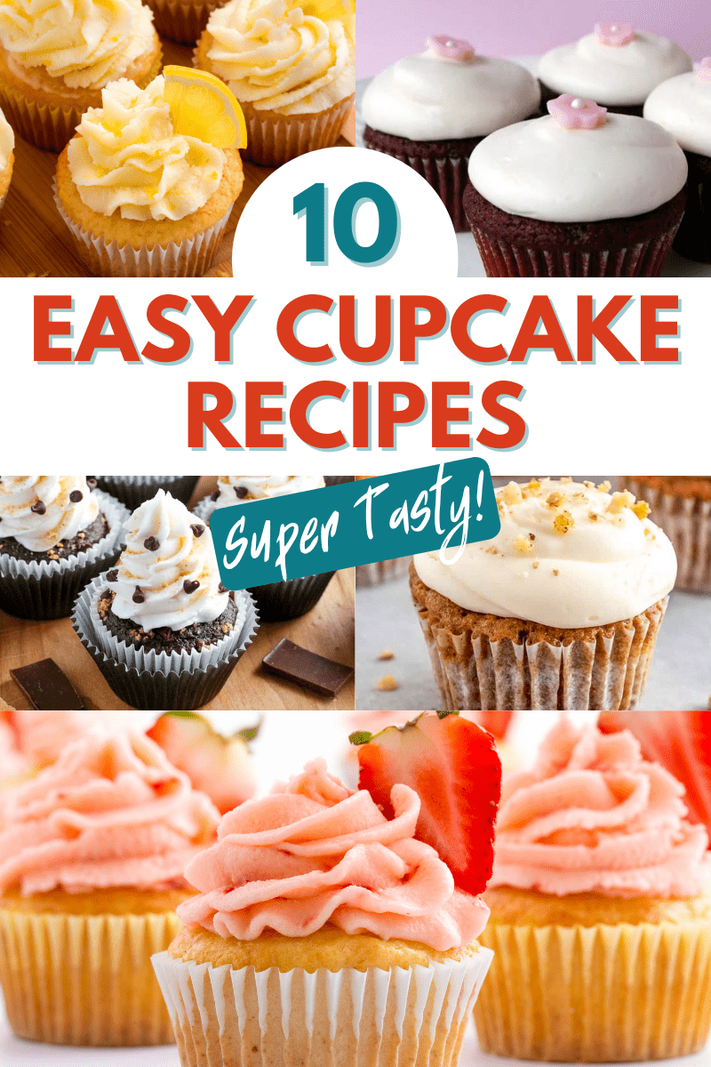 10 easy cupcakes recipe collage. 