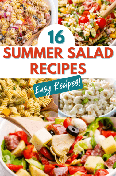 A collage of summer salad recipes that reads "16 summer salad recipes".