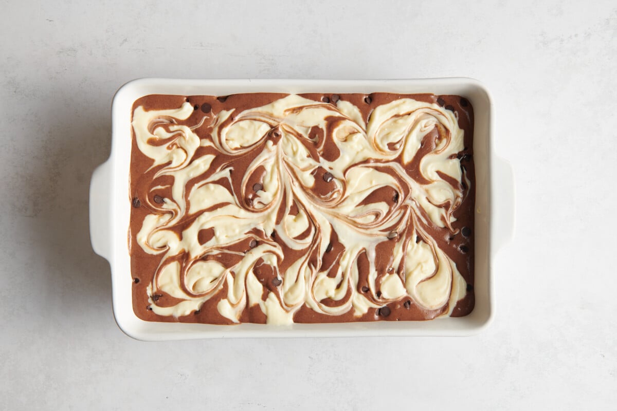Earthquake cake in pan before baking.