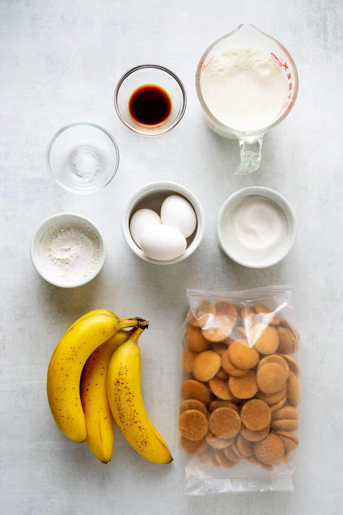 ingredients to make banana puddings