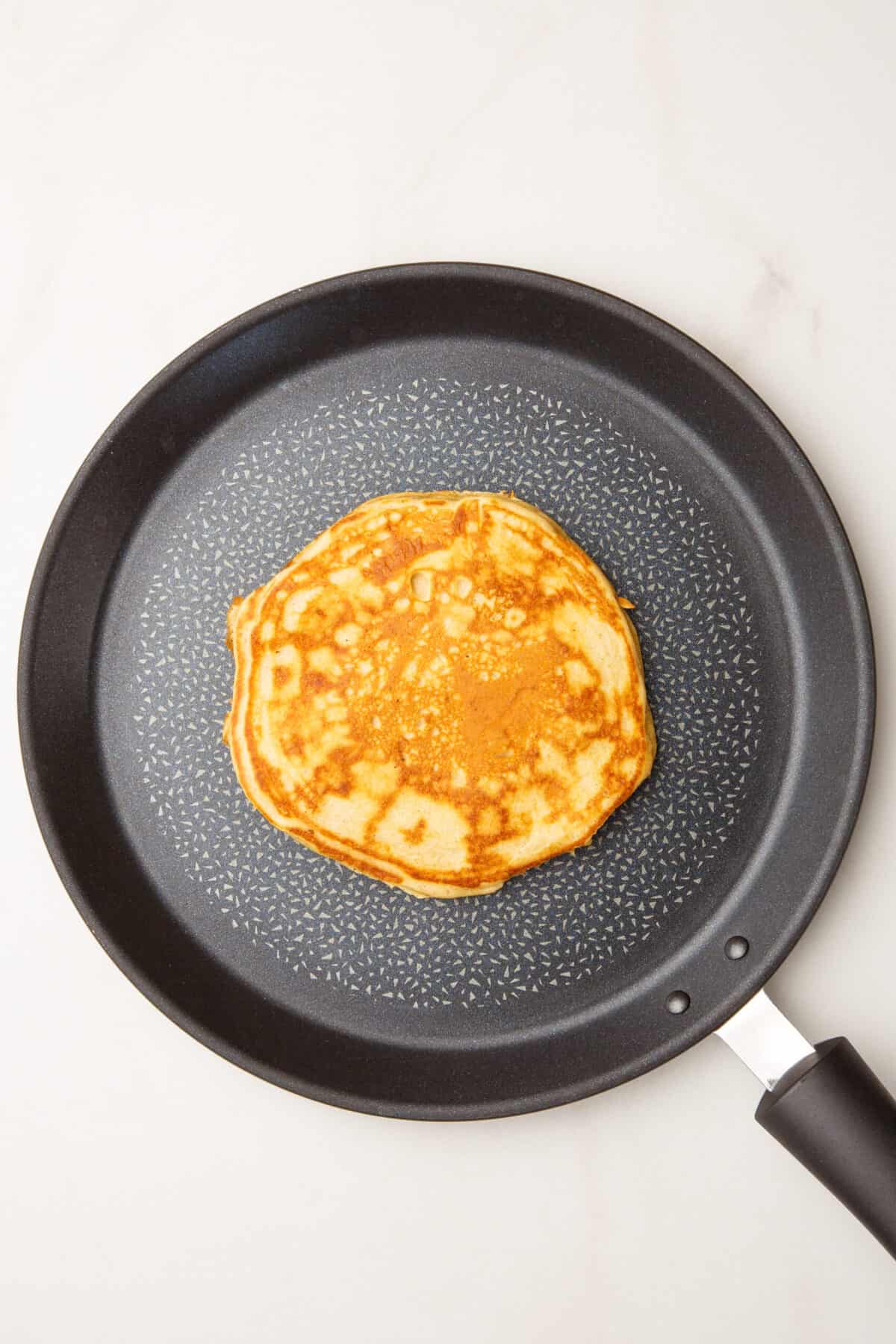 peanut butter pancake in a pan.