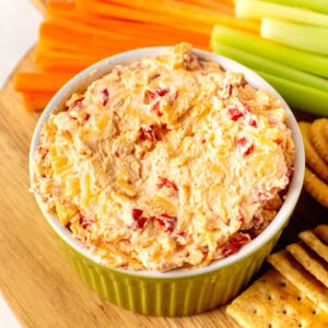 A bowl of pimento cheese.