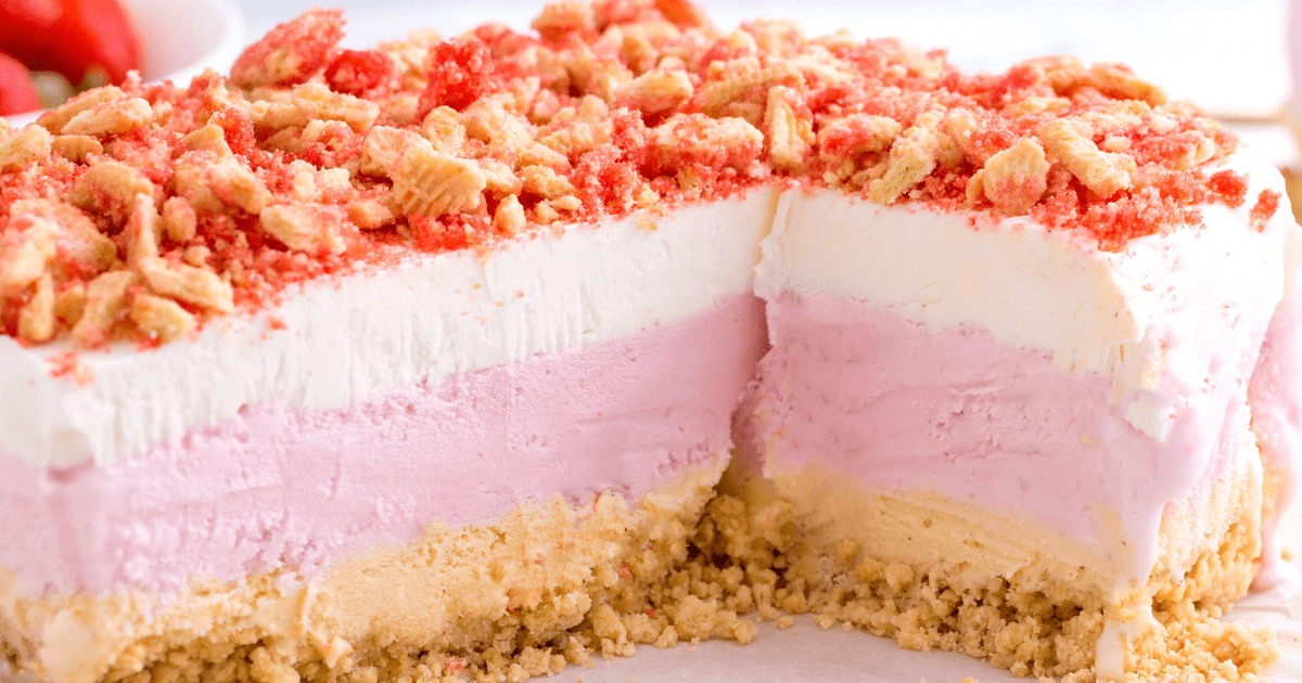 Strawberry Crunch Ice Cream Cake