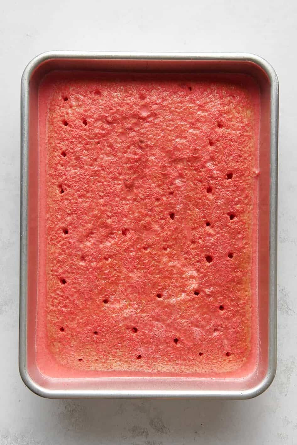 Strawberry crunch poke cake. 