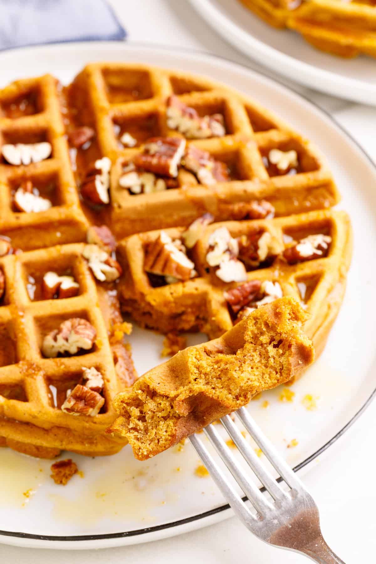 close up image of a sweet potato waffle