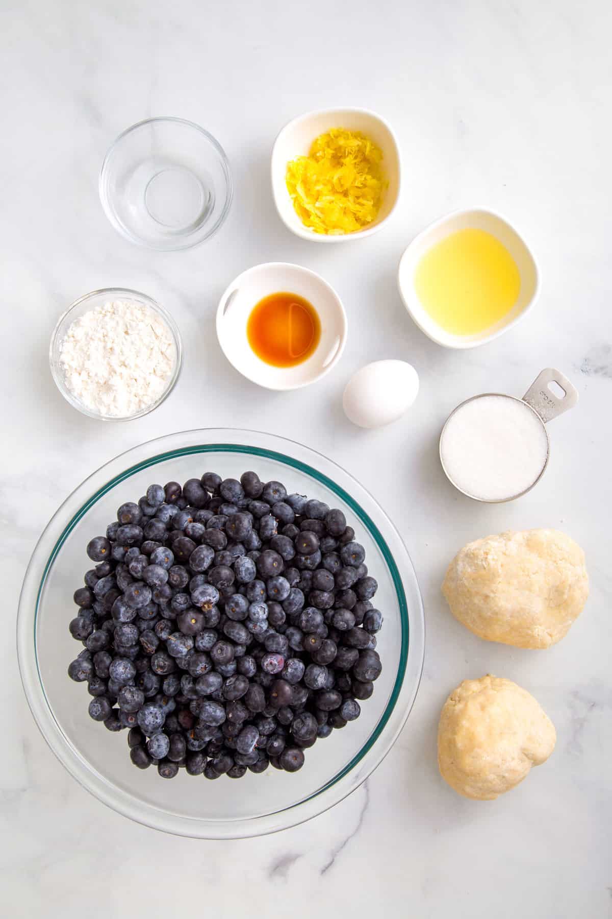 ingredients to make blueberry pie