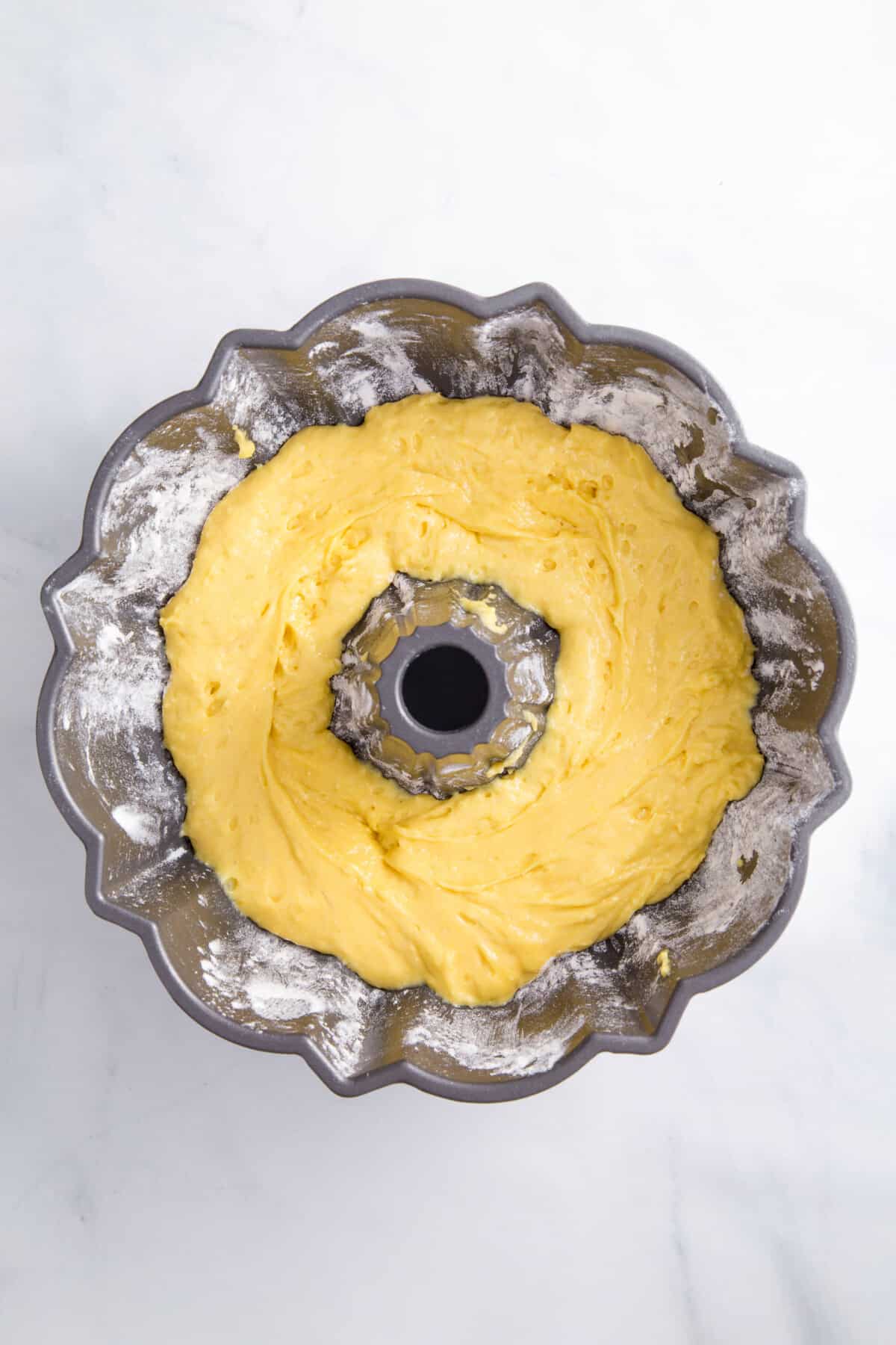 sock it to me cake batter in a bundt cake.