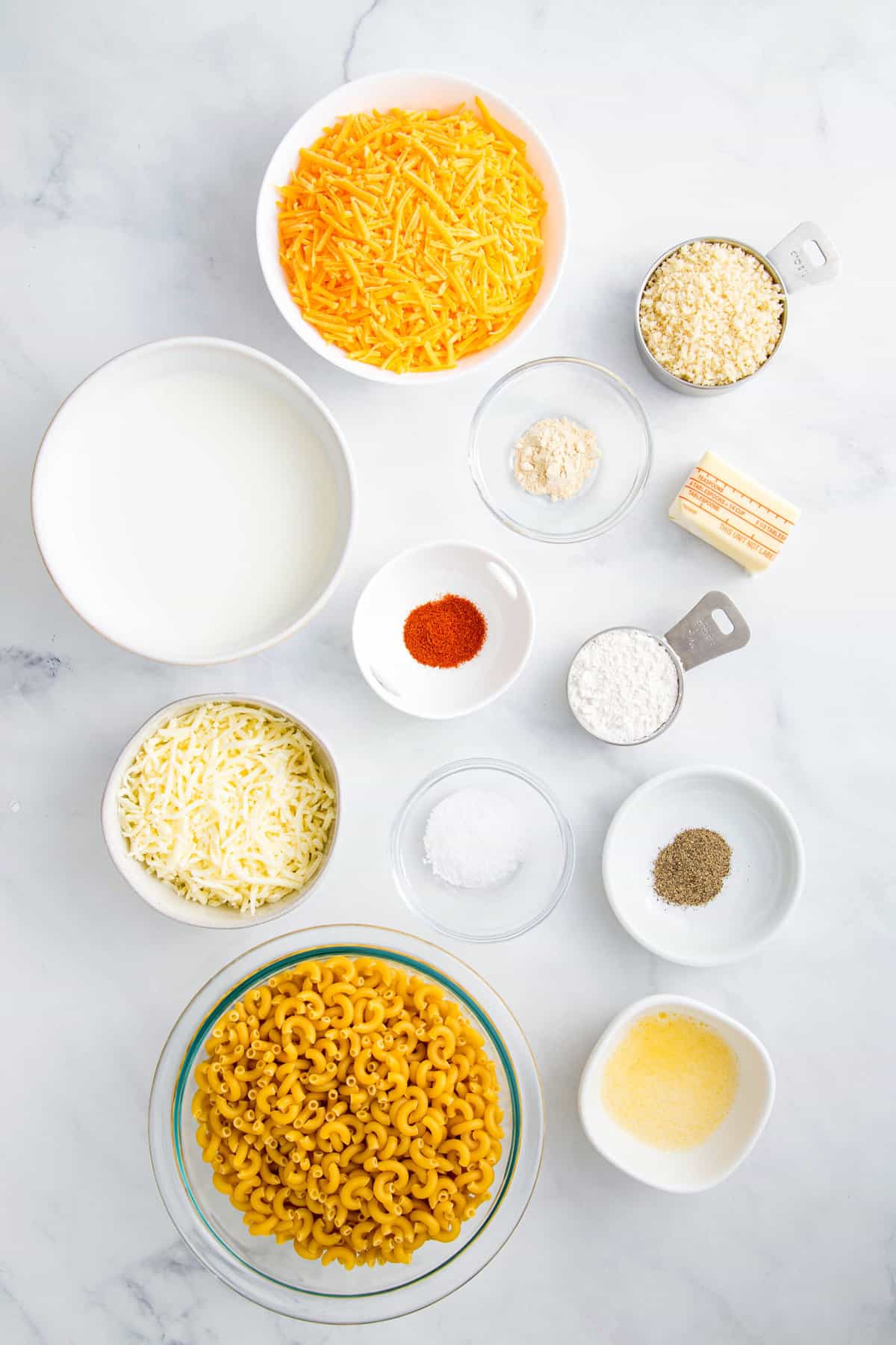 ingredients to make southern baked mac and cheese