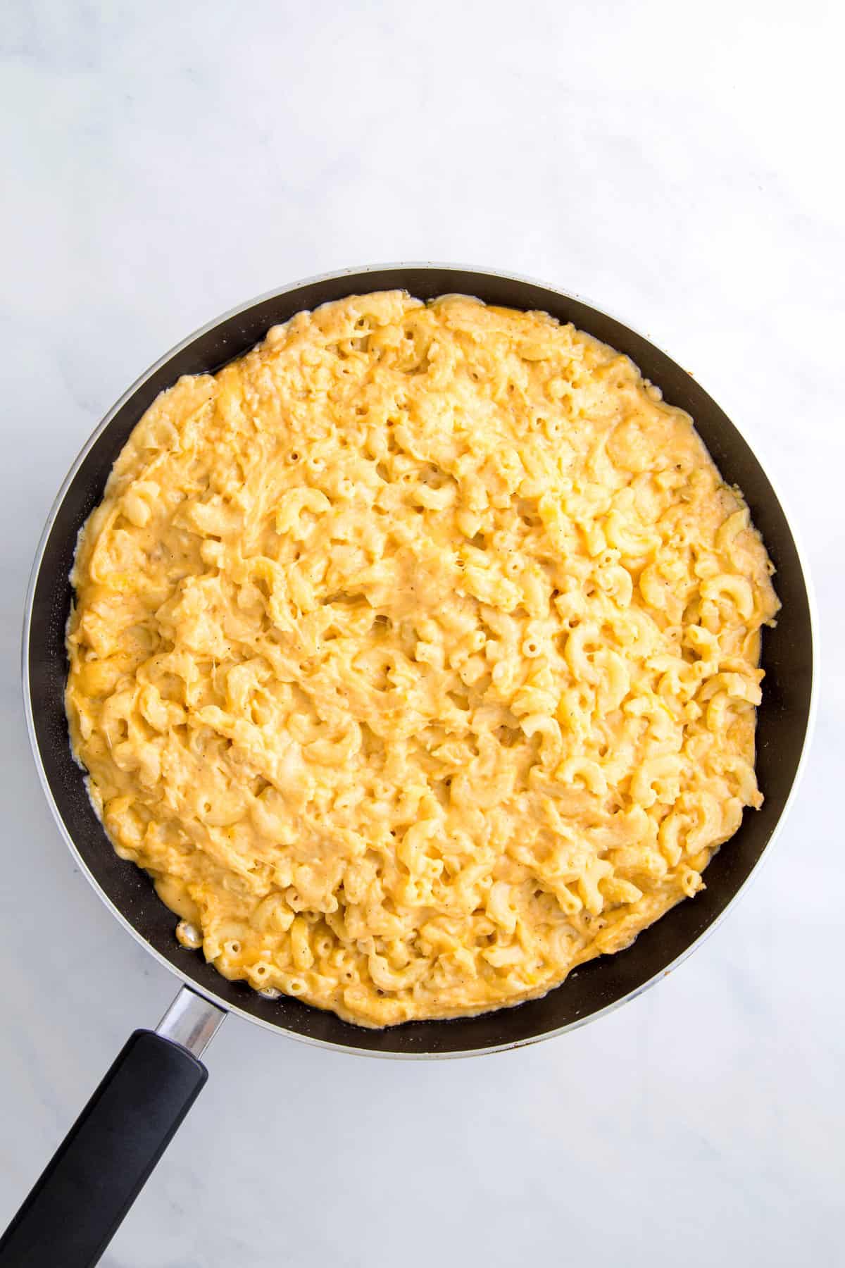 pan of southern baked mac and cheese