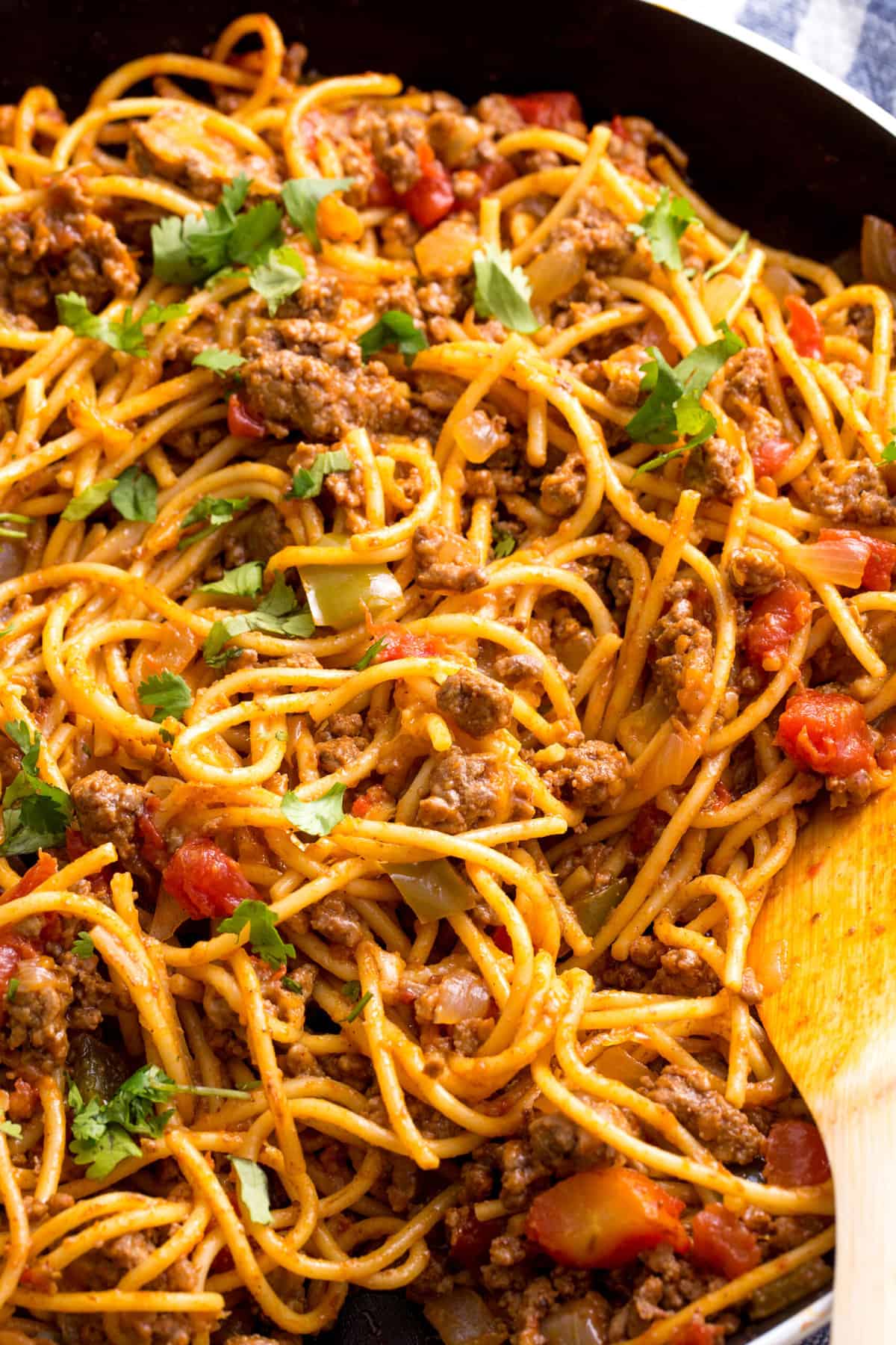 close up image of taco spaghetti