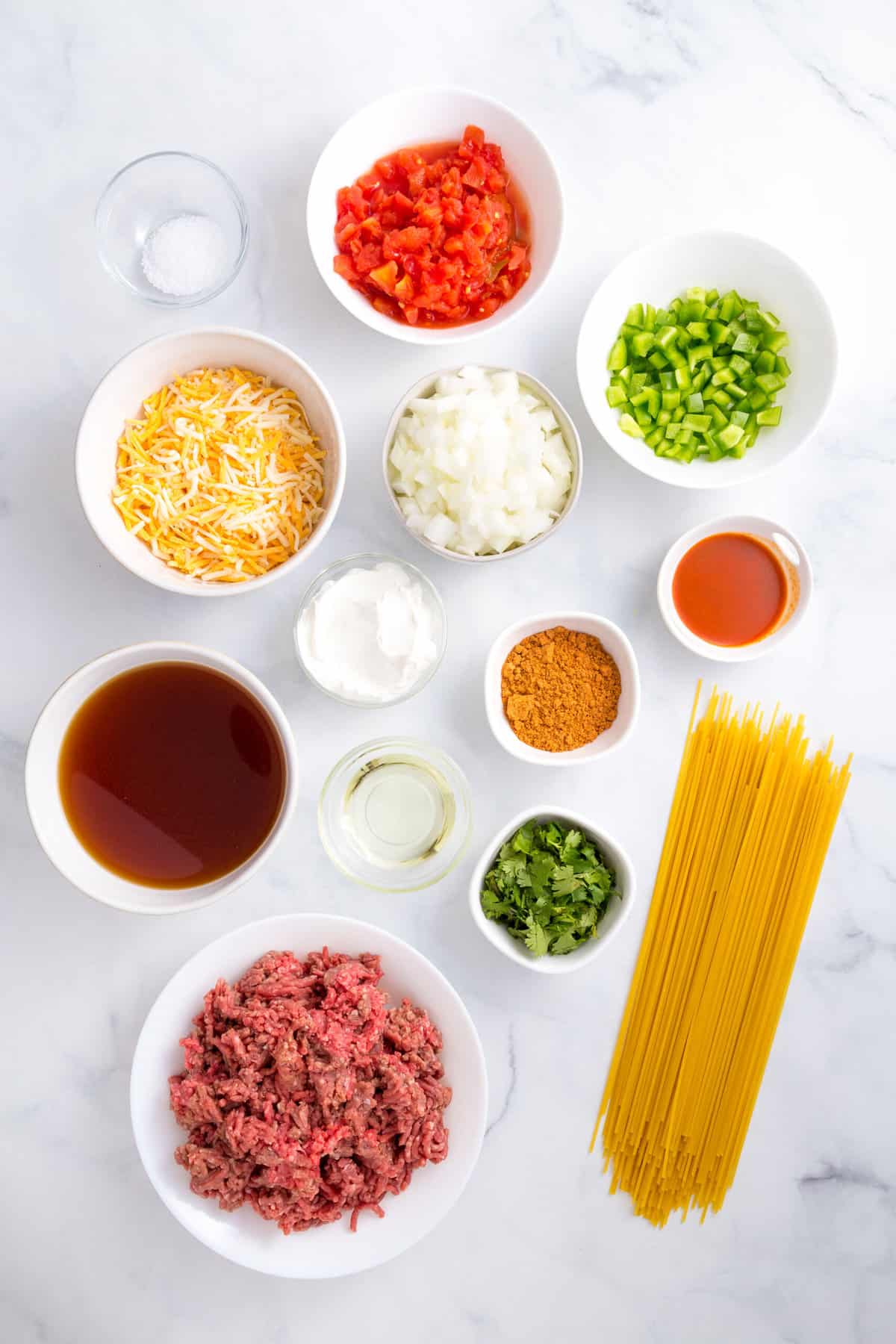 ingredients to make taco spaghetti