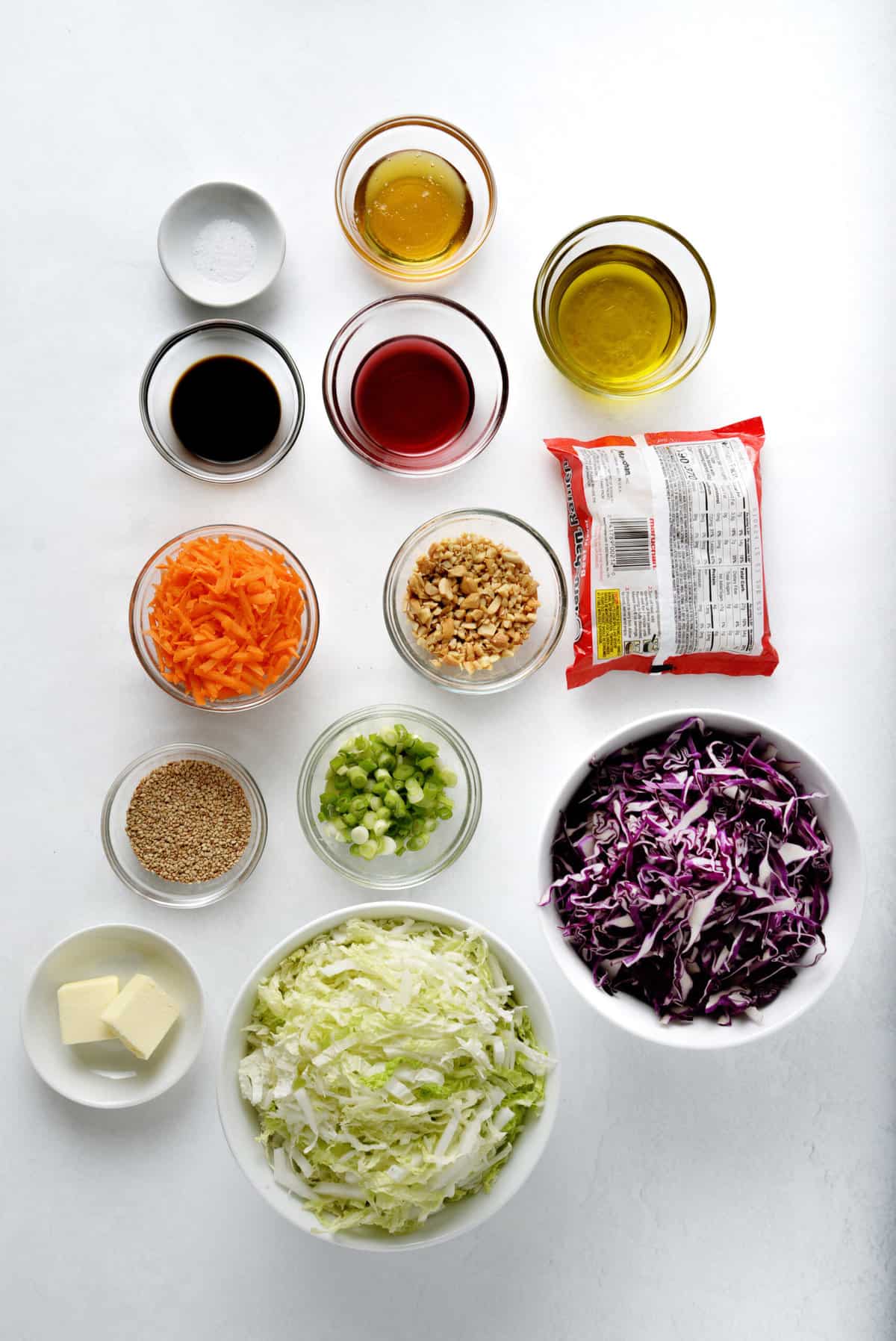 ingredients to make ramen noodle salad