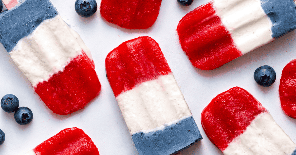 Red, white, and blue popsicles. 