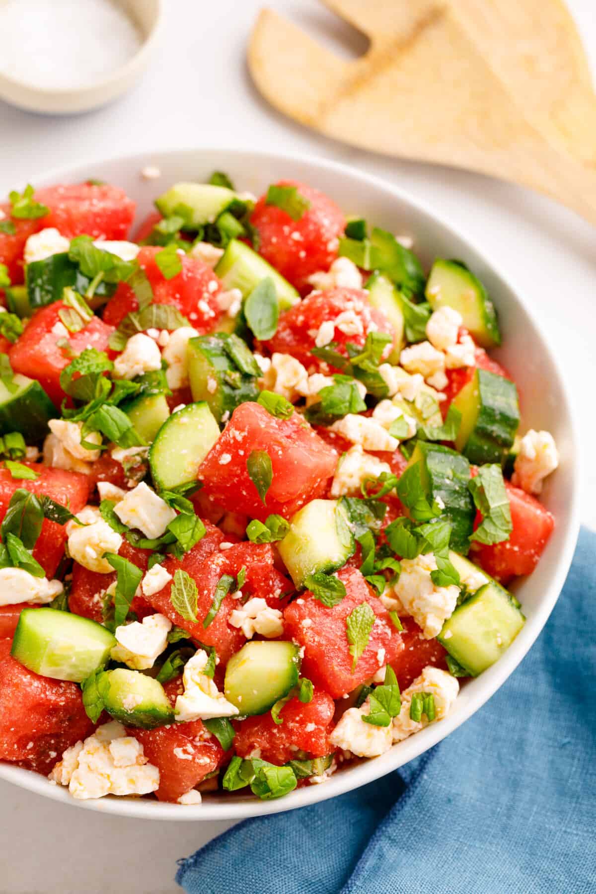 bowl of watermelon and feta salad
