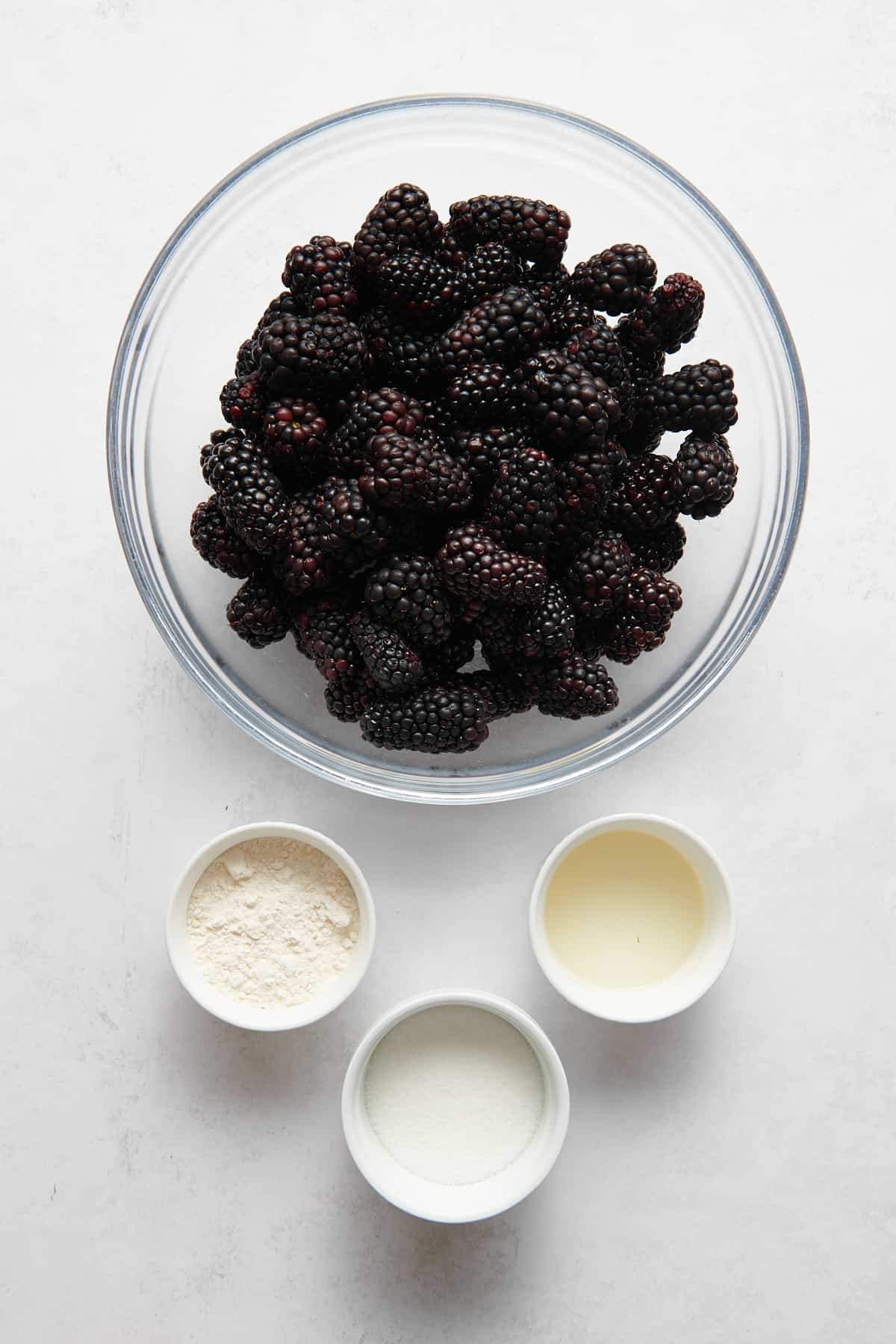 ingredients to make the blackberry layer of blackberry cobbler