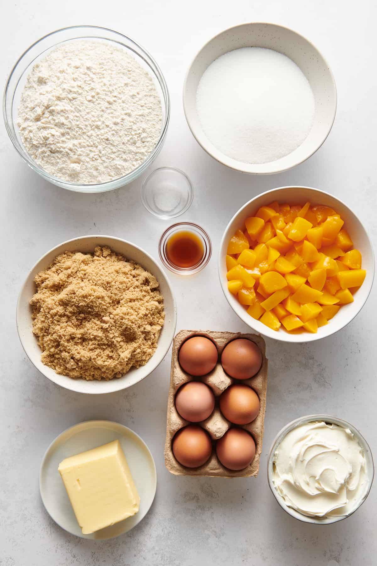 ingredients to make peach cobbler pound cake