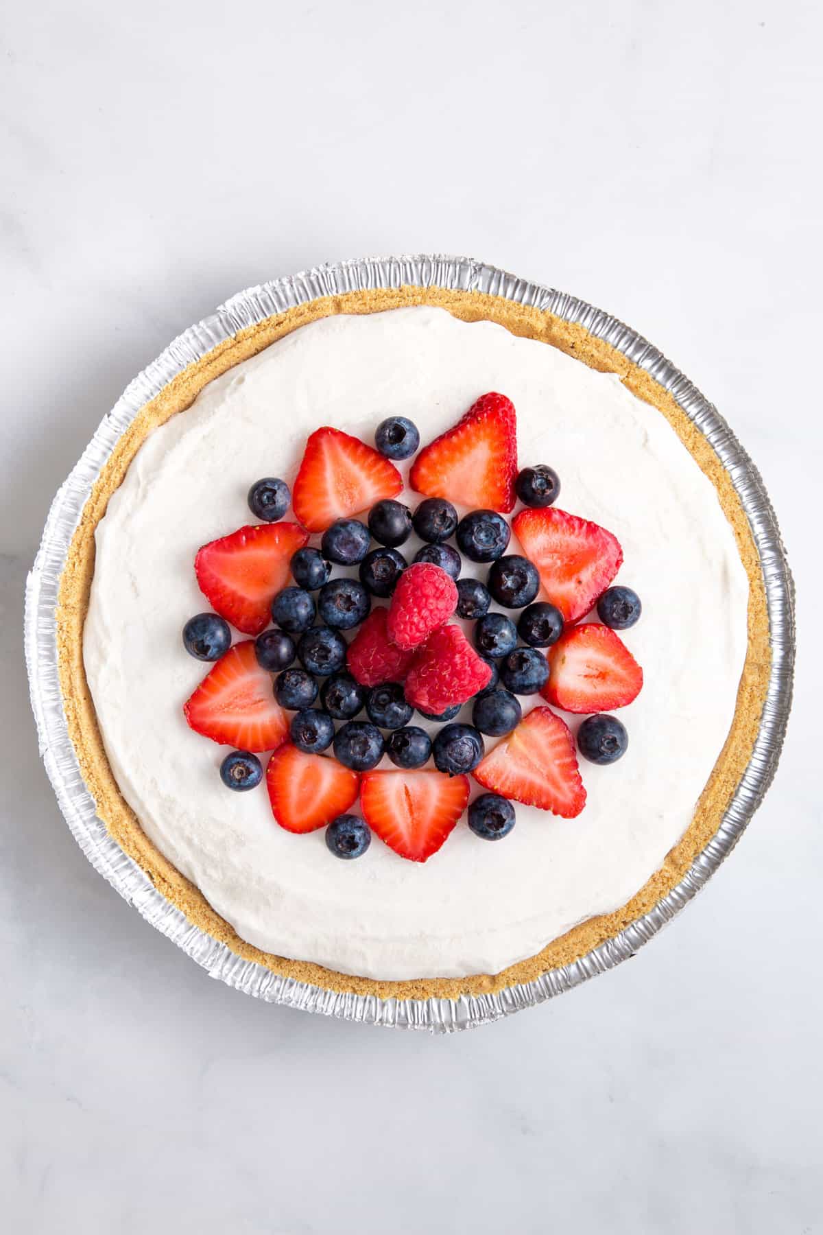 top down image of prepared cool whip pie