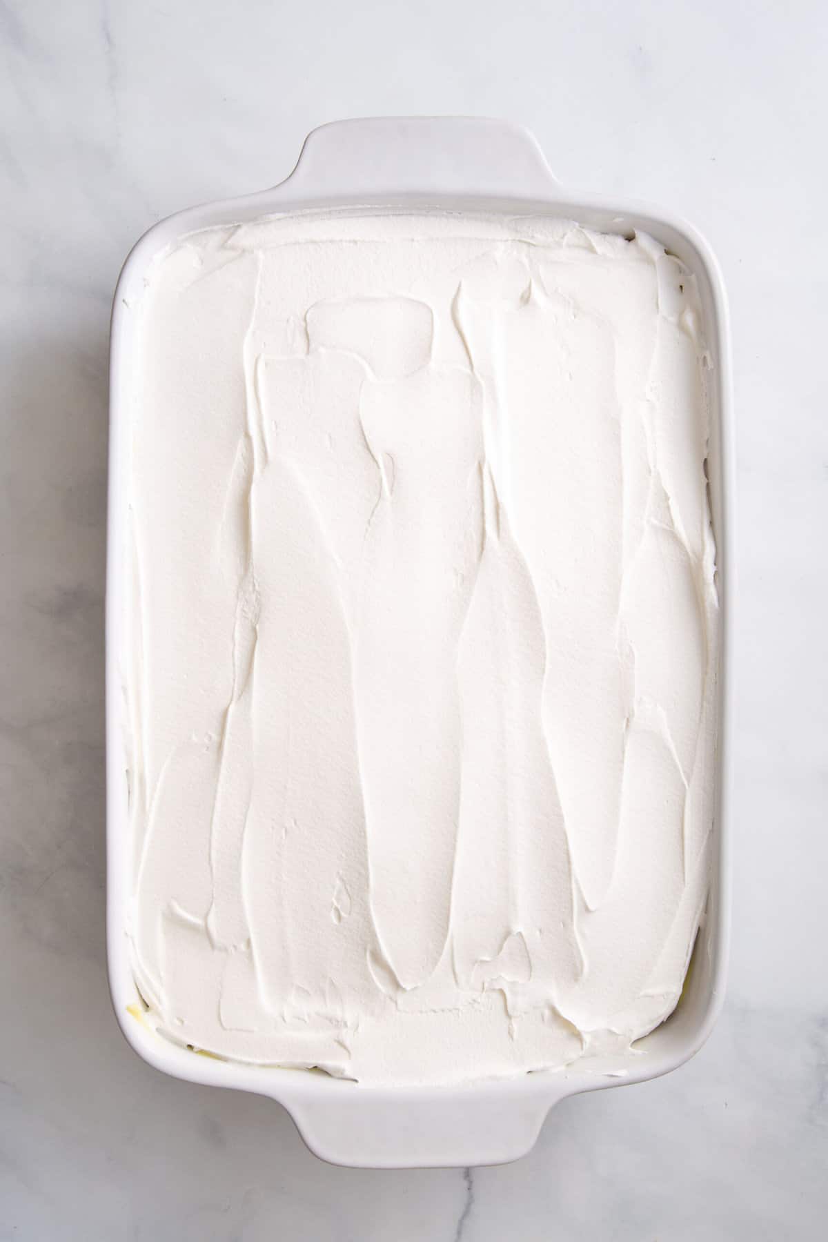 cool whip layered evenly in a 9x13 baking dish