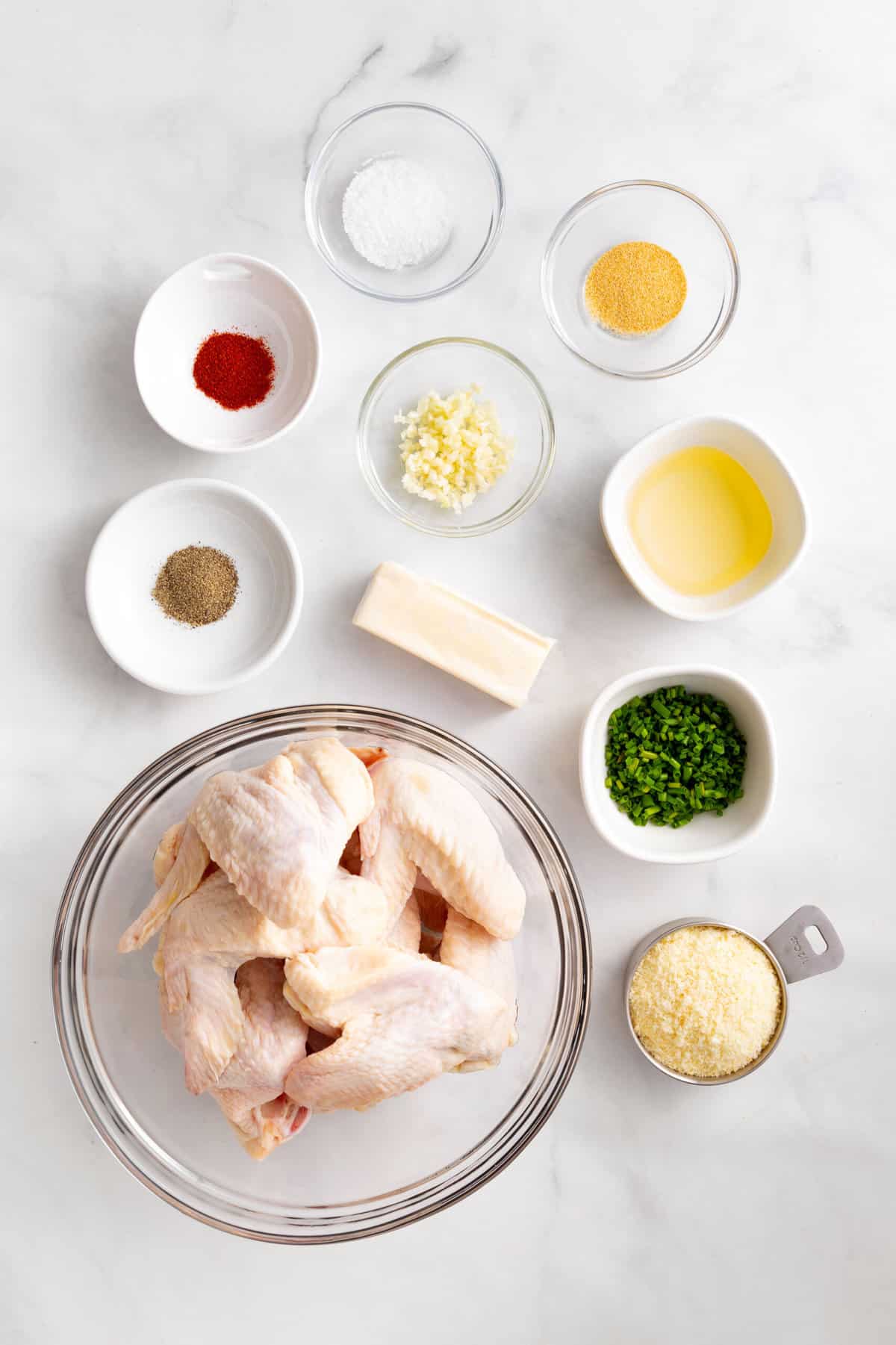 ingredients to make garlic parmesan chicken wings