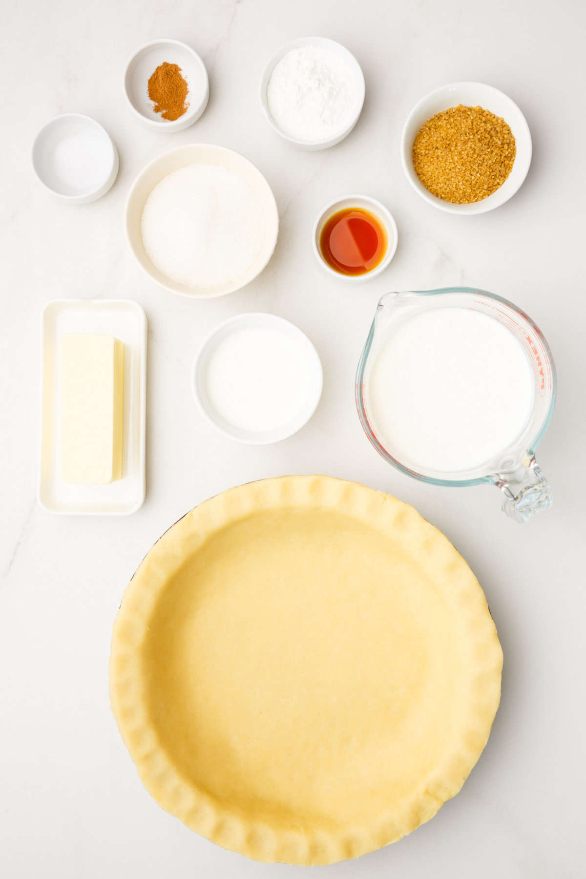 Ingredients to make amish sugar cream pie.