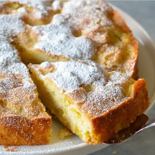 french apple cake with slice