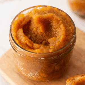 A jar of pumpkin butter.